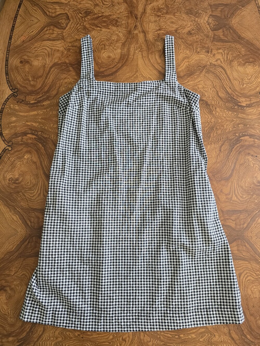 A New Day Black and White Gingham Cotton Linen Mini Shift Dress Womens Size S - Picture 1 of 7